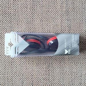 TYR Velocity Red & Smoke Competition Swimming Goggles NWT